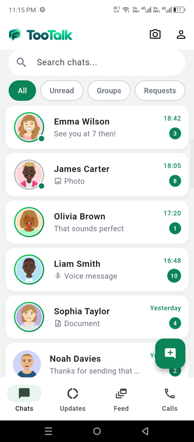Chat list in TooTalk